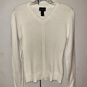 Athleta Cream V-Neck Gold Sweater - S